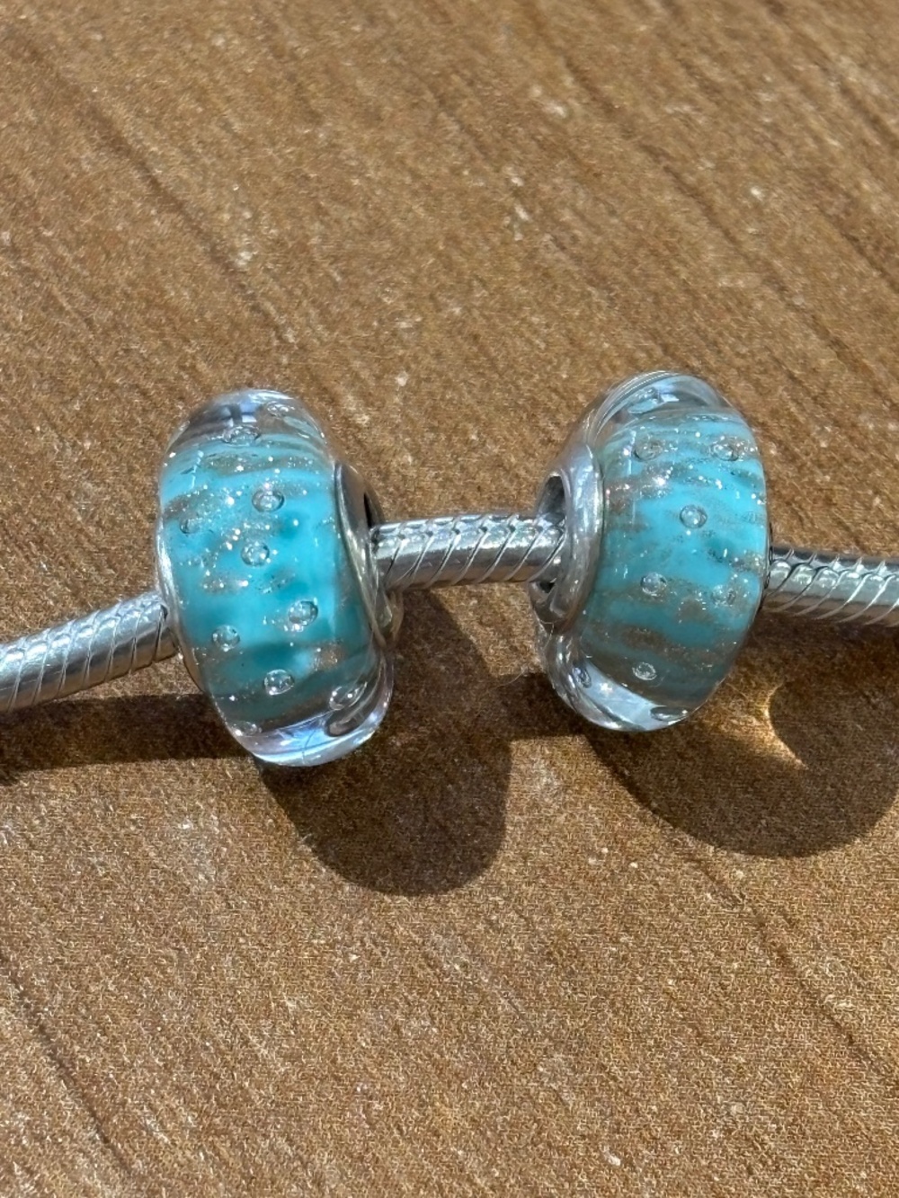 Pandora Mint Glitter Murano Charms
